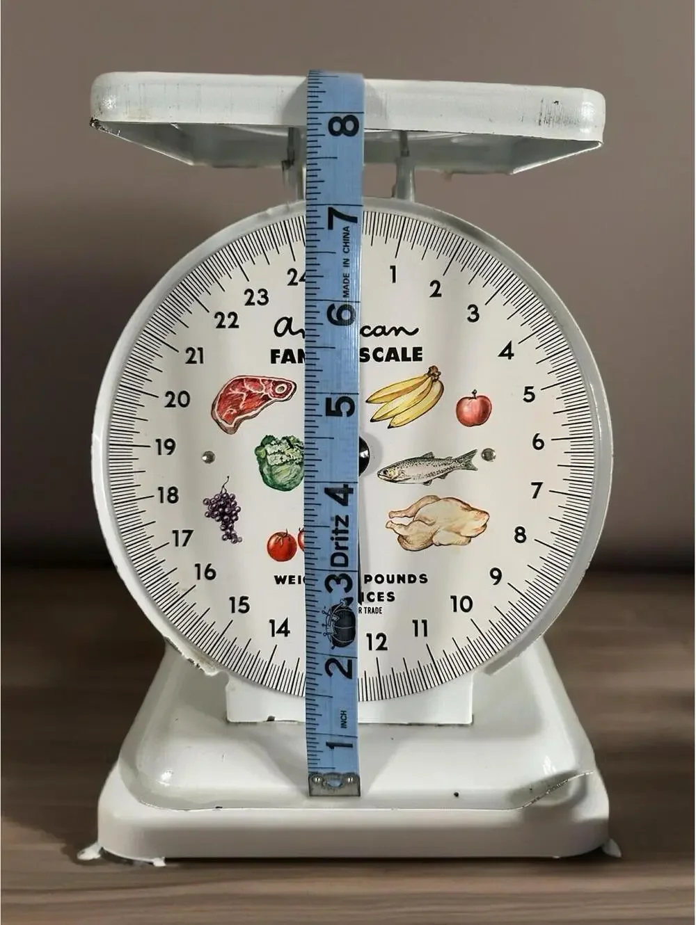 Vintage American Family Kitchen Scale with Food Illustrations